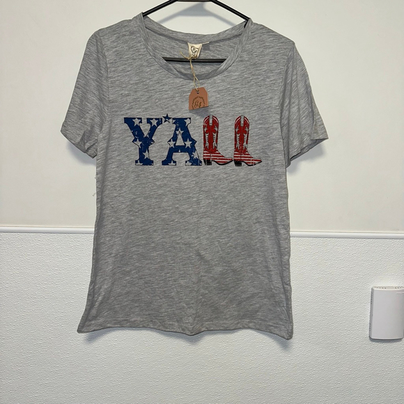 Grace & Emma T-shirt Size S Gray Y'all Boots Graphic Women’s Western NWT NEW - Picture 7 of 12